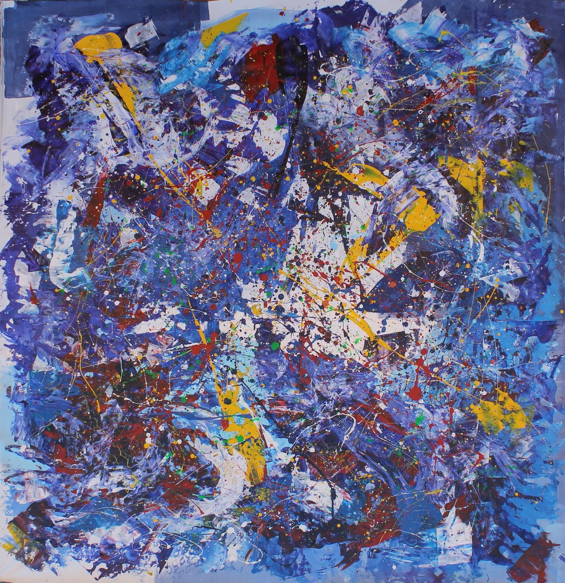 Abstract Acrylic Painting By Juan Jose Garay, 79 X 79", Abstractwomanofcolorsemotions, Original Artwork