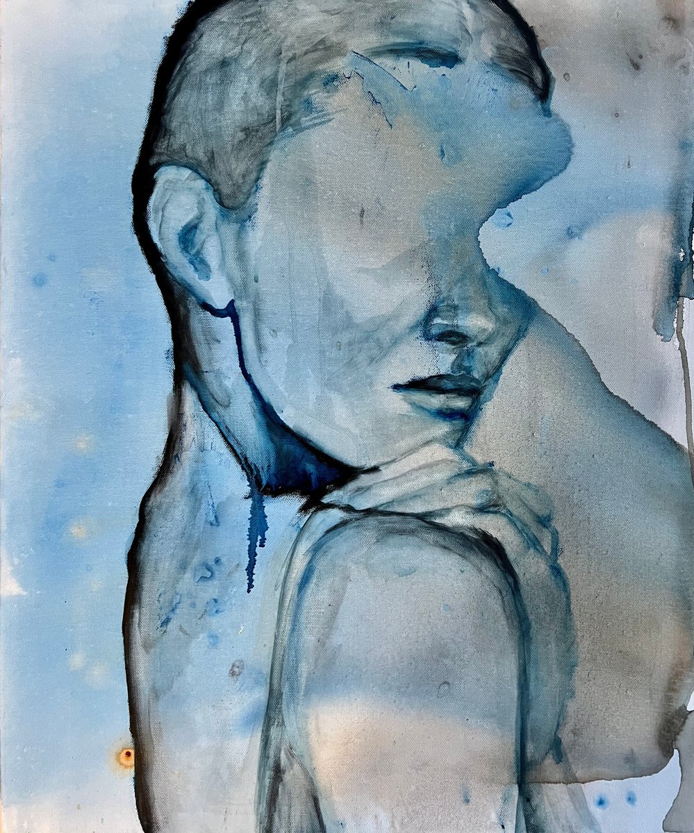 Expressive Portrait Oil Painting By Liubou Sas, 20 X 24", Kept Woman, Original Artwork