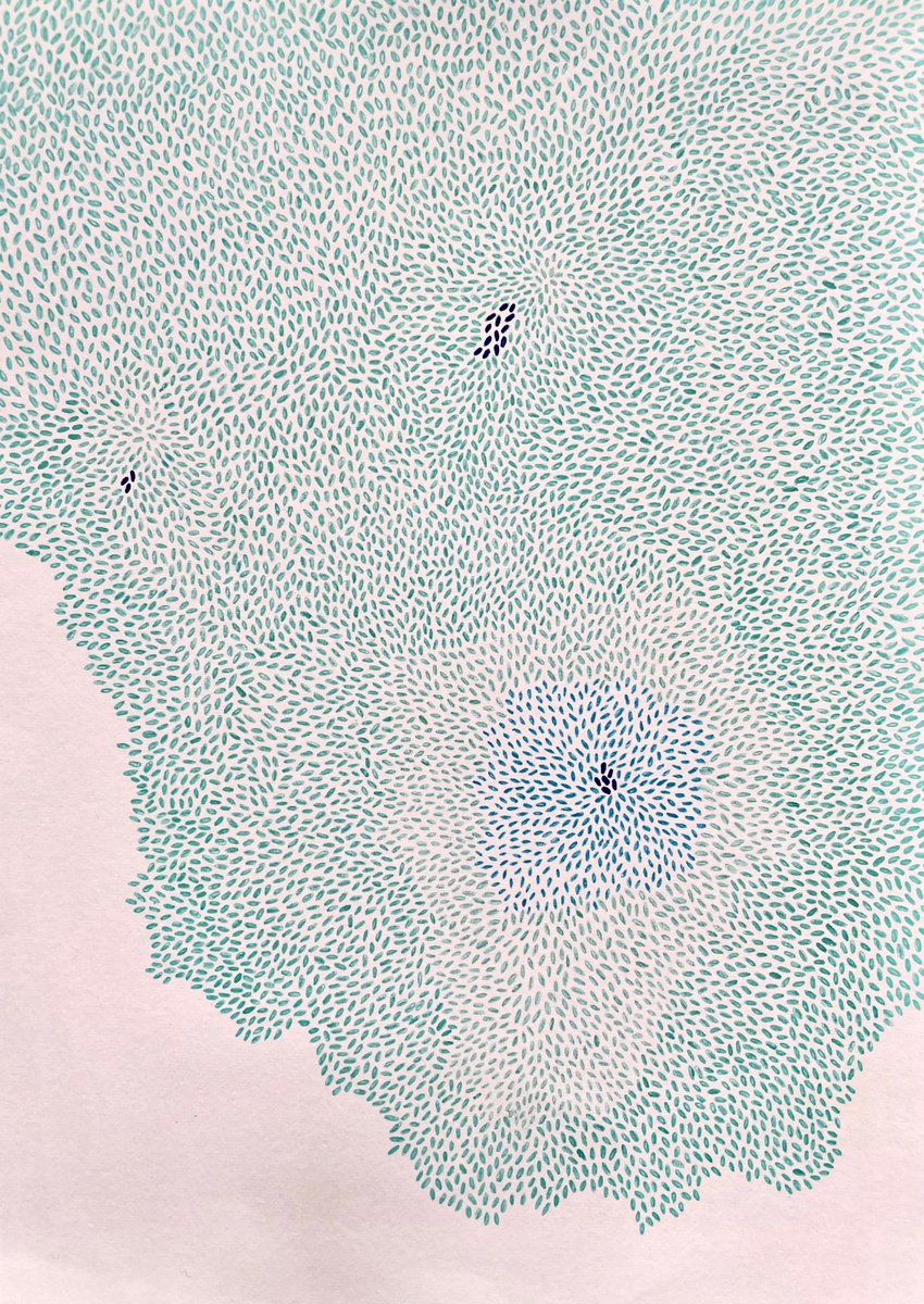 Abstract Drawing By Flora Butler, 8 X 12, Tides Of Tranquility, Original Artwork