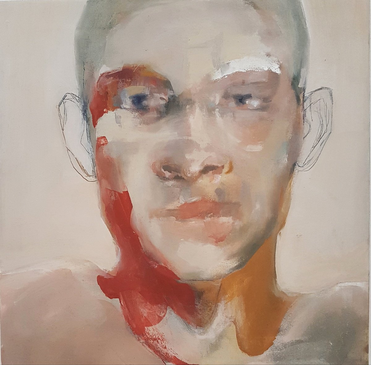 Impressionistic Portrait Oil Painting By Dick Van Dijk, 20 X 20, The One You Want To See, Original Artwork