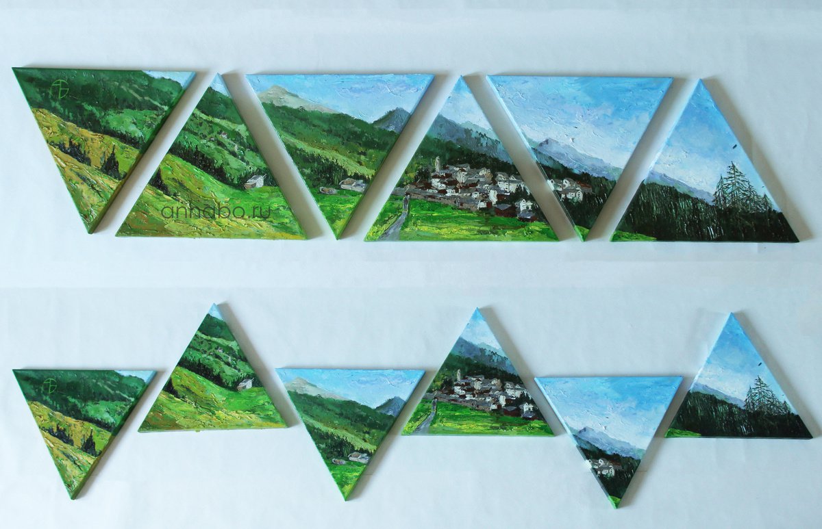 MOUNTAINS / Bosco Gurin / Switzerland / green / triangle / by Anna Bo
