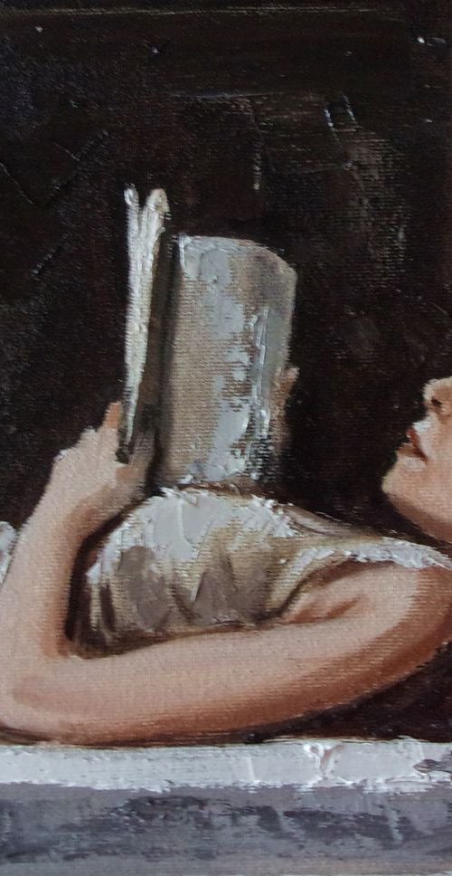 " HER SECRET PLACE II... " original painting WINDOW SSPRING palette knife GIFT by Monika Luniak