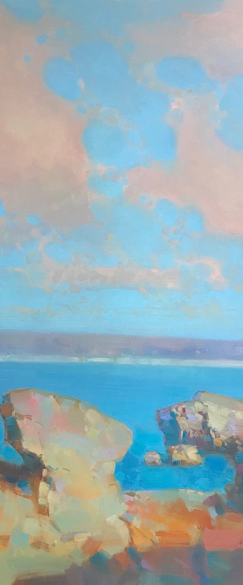 Malibu in Turquoise, Original oil painting, Handmade artwork, One of a kind by Vahe Yeremyan
