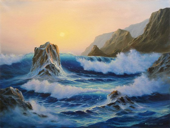 Dangerous sea - Seascape Painting Ocean Original Art