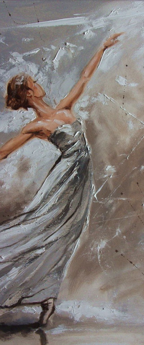 " MAGIC ... "- ballerina liGHt  ORIGINAL OIL PAINTING, GIFT, PALETTE KNIFE by Monika Luniak