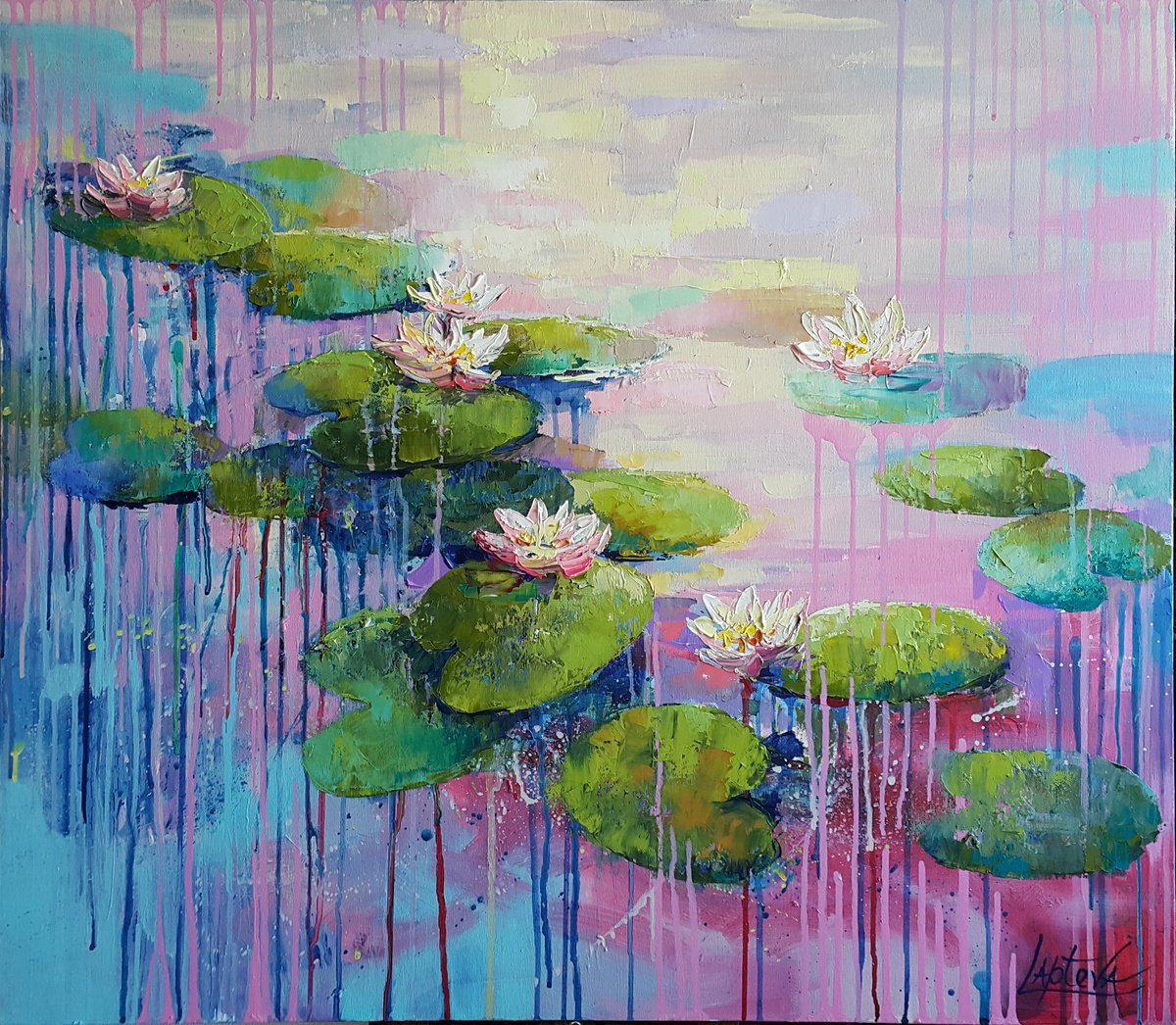 Water Lilies, Morning at the Pond by Viktoria Lapteva
