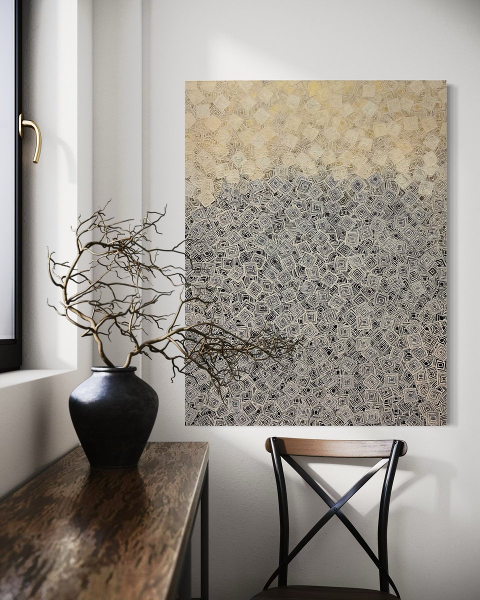 Geometric Abstract Acrylic Painting By Carol Zsolt, 32 X 42, Inspiration 6316, Original Artwork