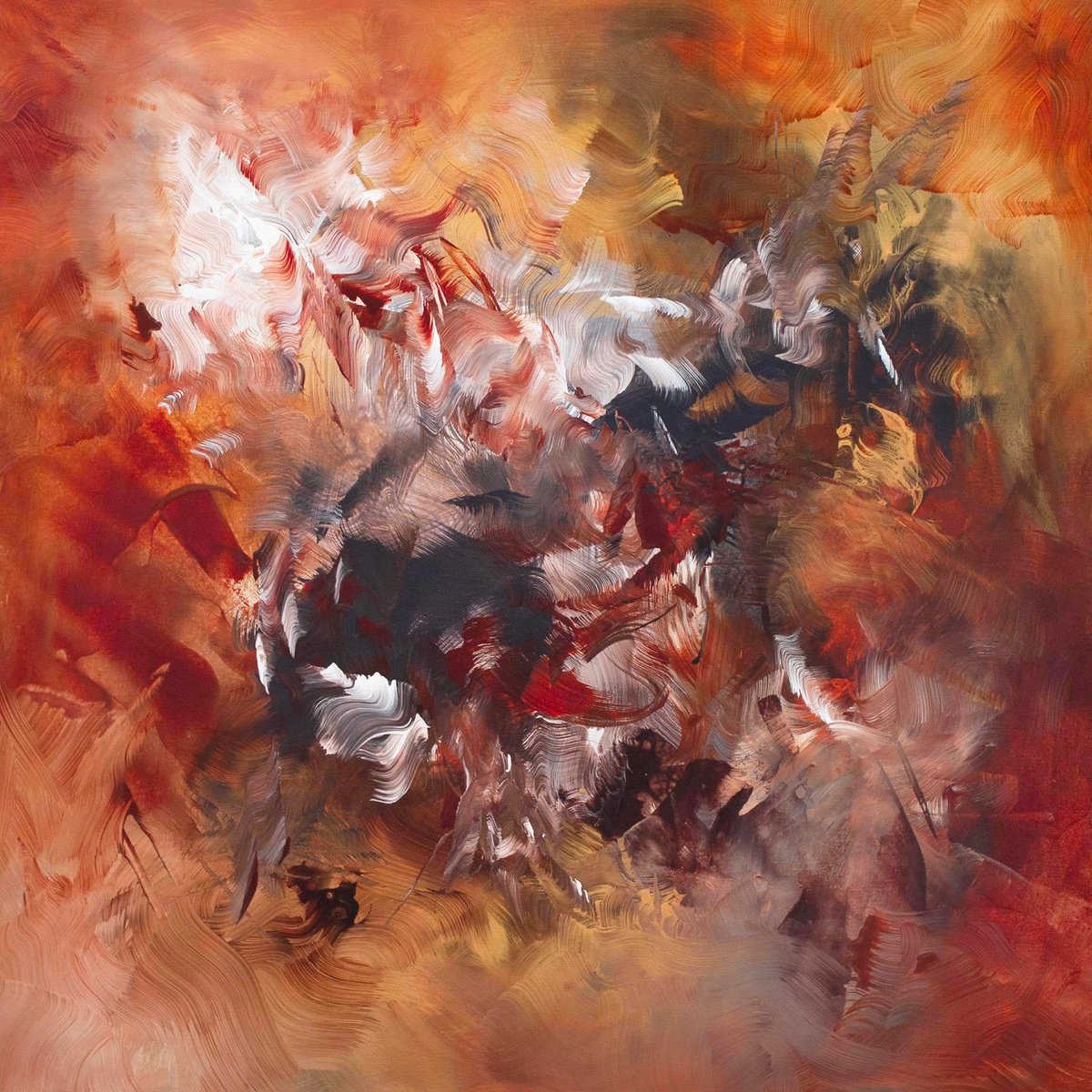 Expressive Abstract Acrylic Painting By Paresh Nrshinga Frsa, 43 X 43", The Furthest Star Iii, Original Artwork