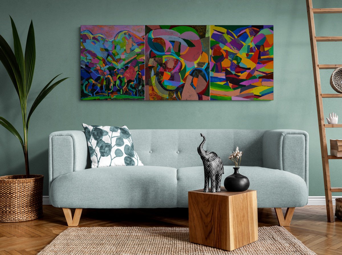 Expressive Oil Painting , Voyage To Earth Xi By Ivan Stoyanov, 71 X 28, Artwork For Sale On Artfinder