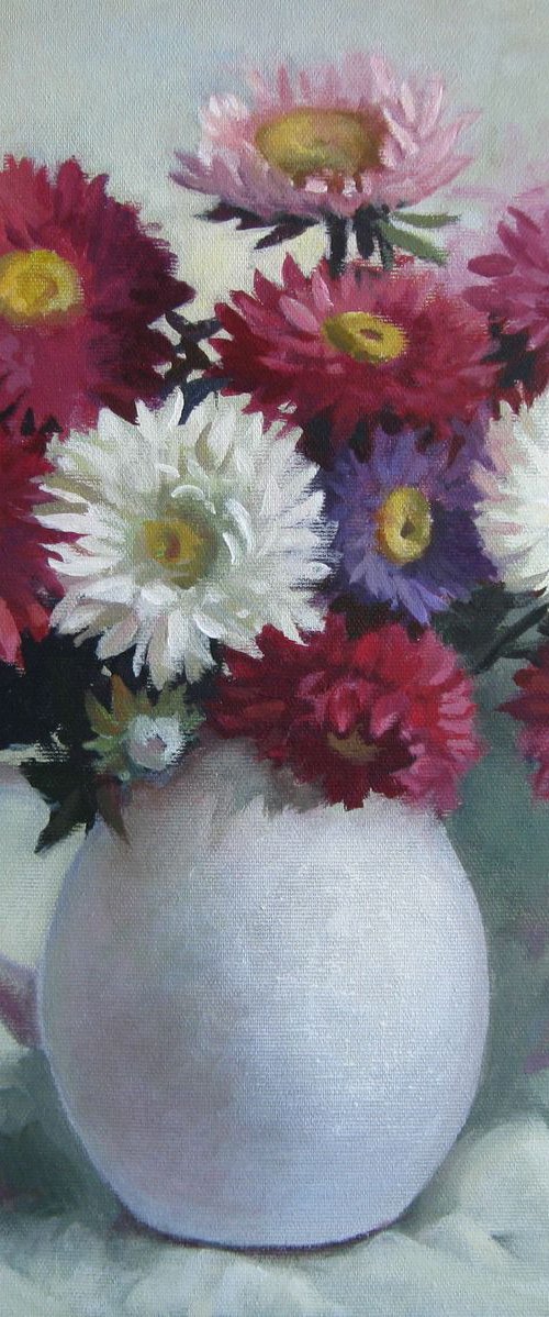 Flowers in white vase by Elena Oleniuc