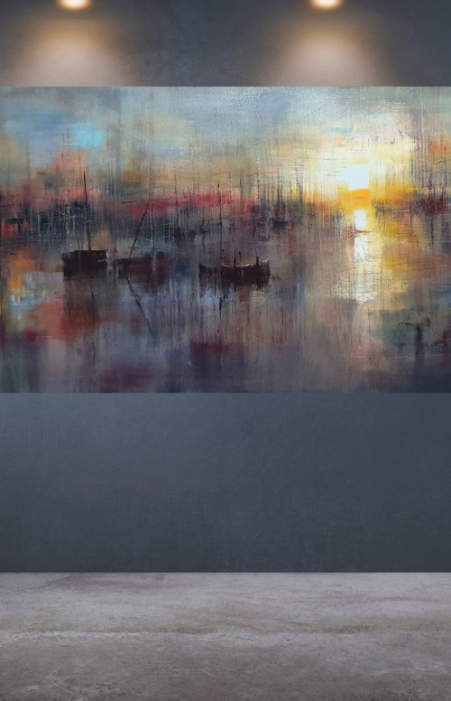 "Harbor of destroyed dreams - The sound of Ashes" W 120 x H 60 cm by Ivan  Grozdanovski