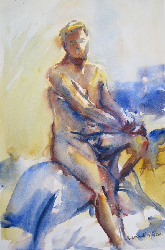 seated male nude