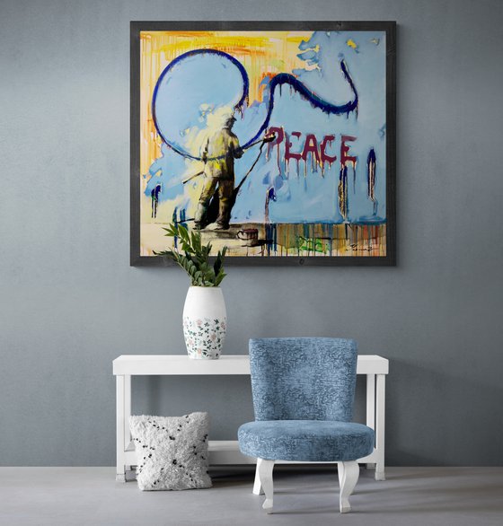 Big bright painting - "PEACE" - Pop art - Urban - Expressionism - 2022