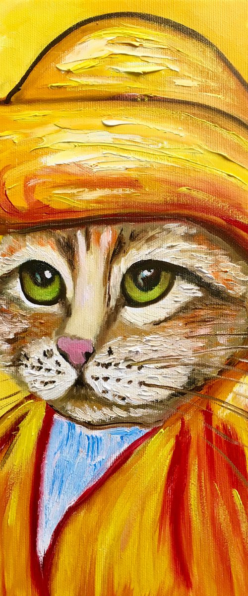 Cat, Vincent Van Gogh inspired by his self-portrait. by Olga Koval
