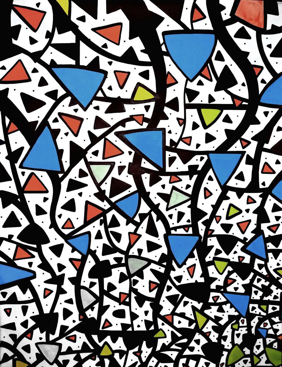 Abstract Painting By Riccardo Ticco Capparella, 31 X 40", Station To Station #4, Original Artwork