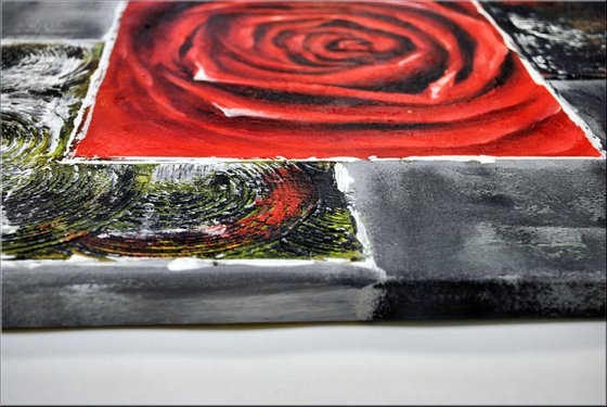 Red Rose acrylic abstract painting flowers blossoms nature painting canvas wall art