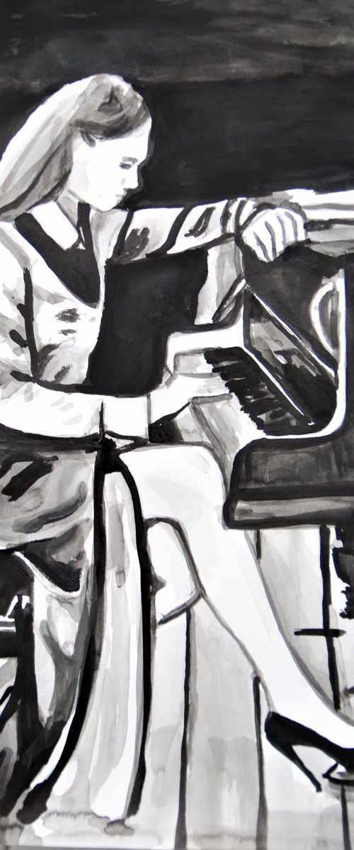 Pianist / 42 x 29.7 cm by Alexandra Djokic