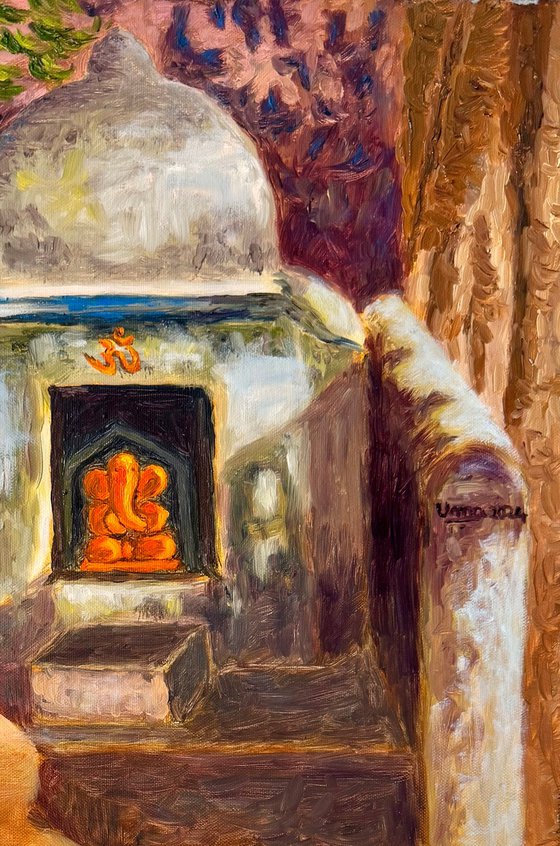 Ancient Ganesha under a tree