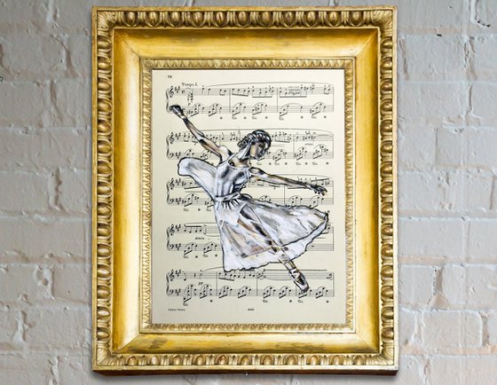 Ballerina LII - Vintage Music Page, GIFT idea