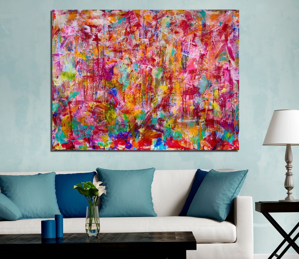 Abstract transition II (pink falls) Acrylic painting by Nestor Toro ...