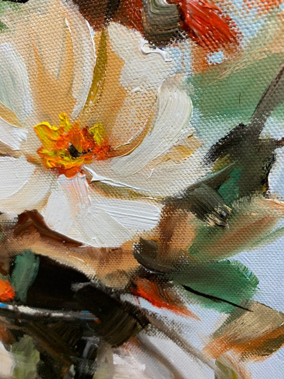 Wildflower Bouquet in Glass Vase.