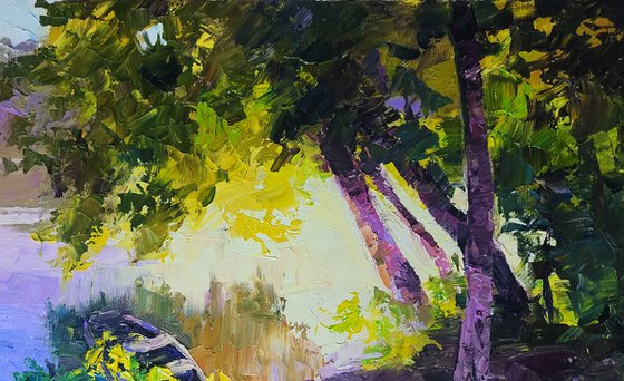 Evening in the Forest by the River