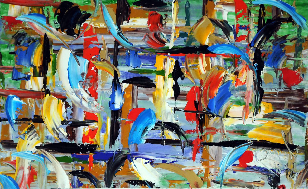 Abstract Acrylic Painting By Antonino Puliafico, 37 X 24, Soffi Leggeri, Original Artwork