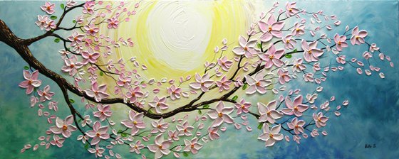 Blossom Sakura - Large Blossom Tree Painting, Original Impasto Sakura Painting