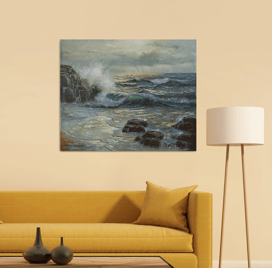 crashing wave, 39x32 in