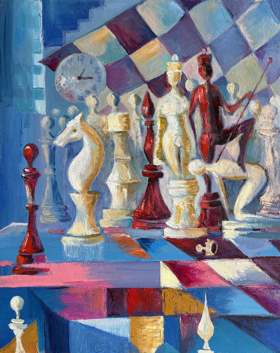 Abstract Oil Painting By Arto Mkrtchyan, 16 X 20, Betrayal Of The Queen, Original Artwork