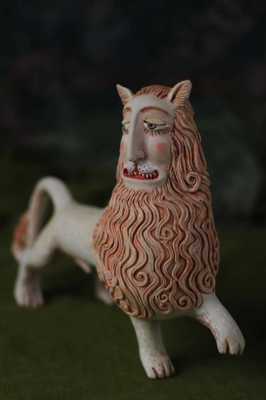 Taste of Sin. Medieval lion. Clay sculpture by Elya Yalonetski 