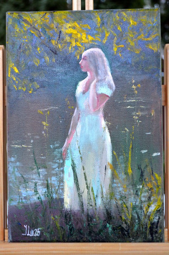 Sun-Kissed Harmony.  Miniature Figurative Oil