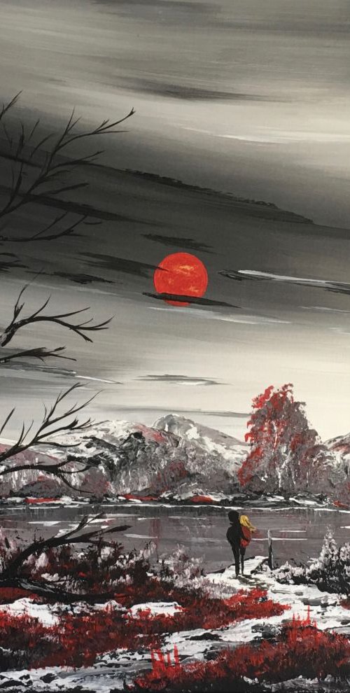 Moon gazing the Red Full Moon by Marja Brown