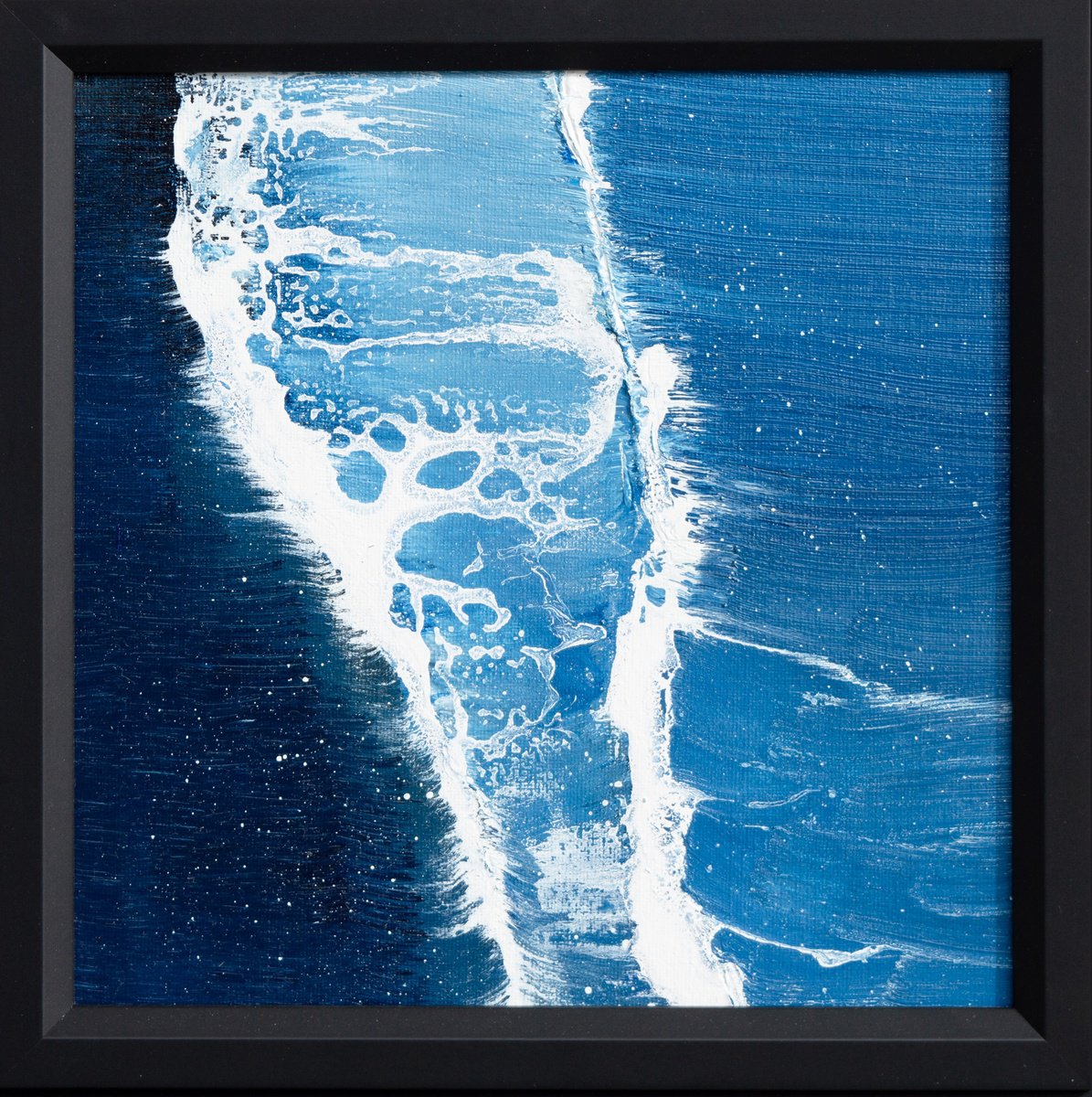 Abstract Landscape Painting By Milena Gaytandzhieva, 11 X 11", Night Waves #1, Original Artwork