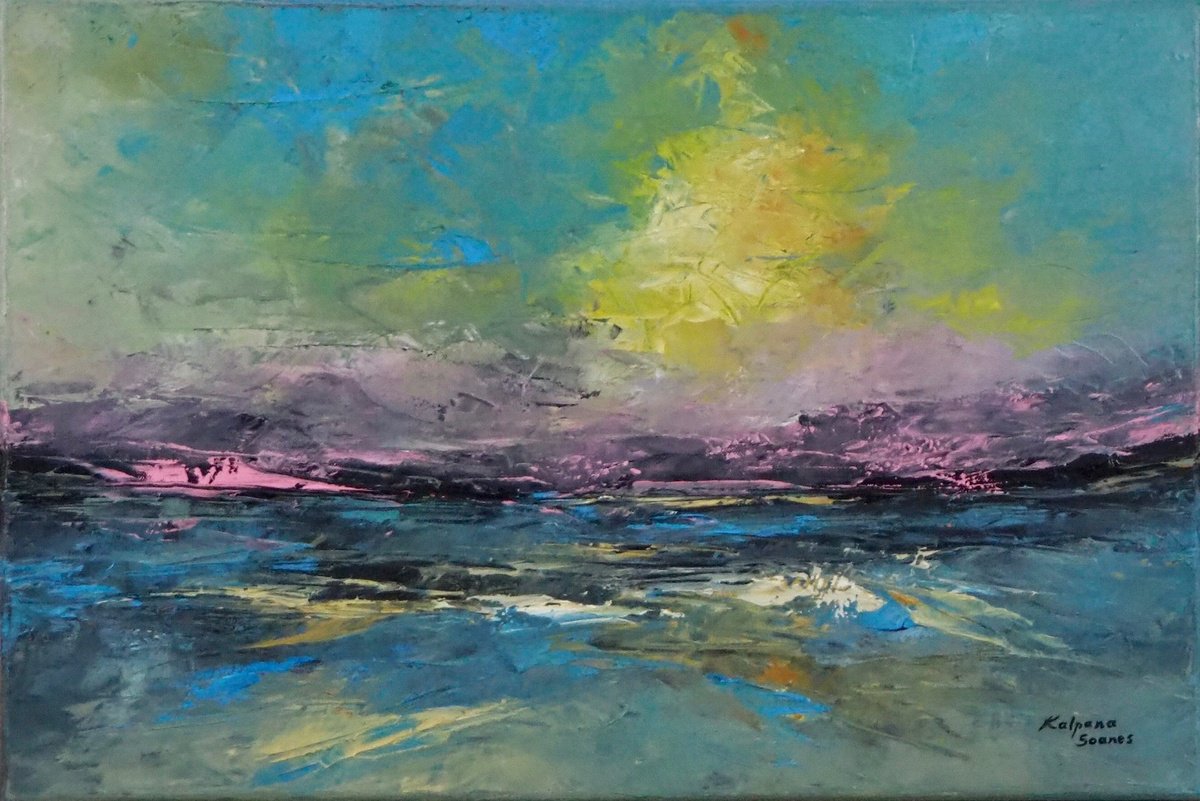 Impressionistic Landscape Oil Painting By Kalpana Soanes, 24 X 16", Seize The Day, Original Artwork