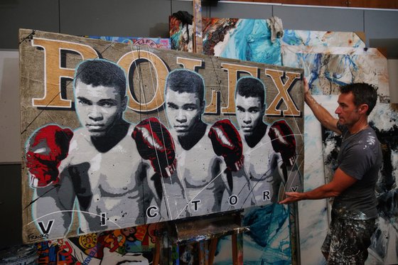 Victory 190cm x 100cm Muhammad Ali Concrete Textured Urban Pop Art