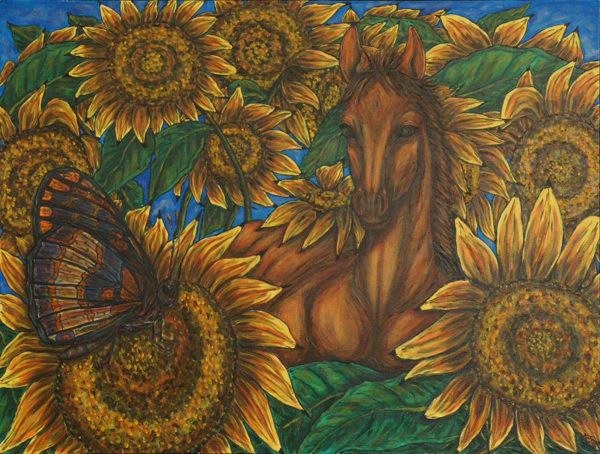 Expressive Animal Oil Painting By Kim Jones Miller, 40 X 30", Expanded Awareness-Other, Original Artwork