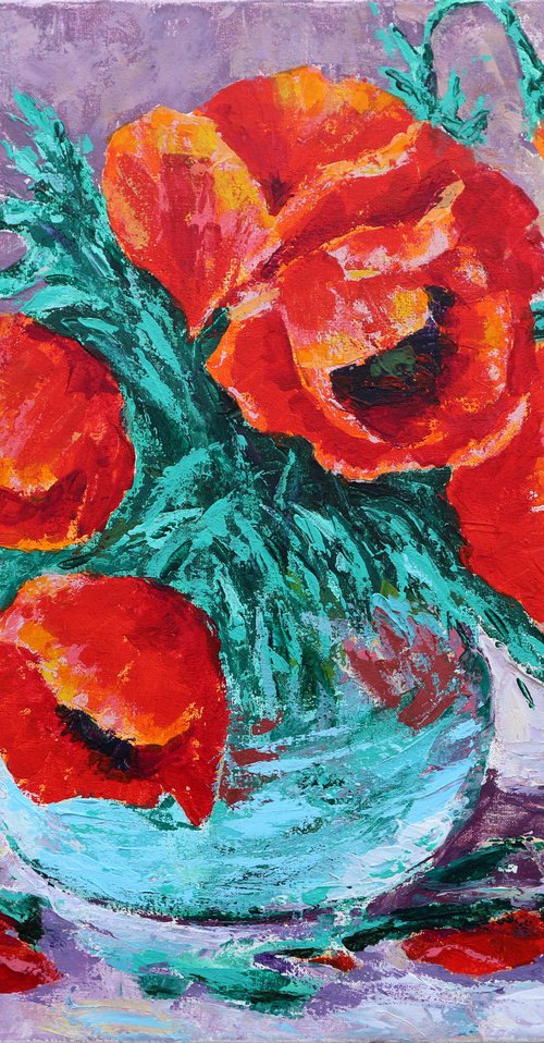 Poppies, palette knife 50*40 by Dmytro Yeromenko