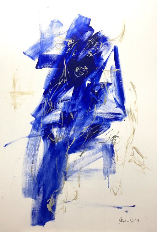 Bull - abstract - blue by Nicole Leidenfrost