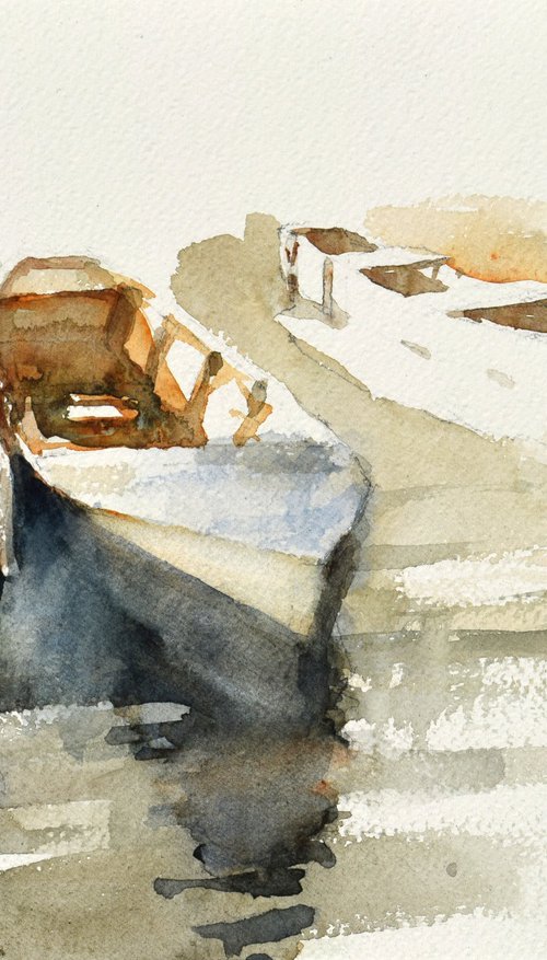 Boats on the river 2 by Goran Žigolić Watercolors
