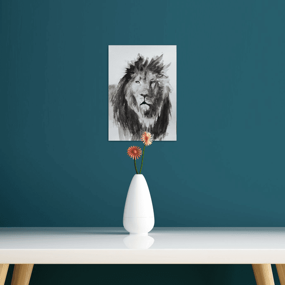 Asiatic Lion / FROM THE ANIMAL PORTRAITS SERIES / ORIGINAL PAINTING