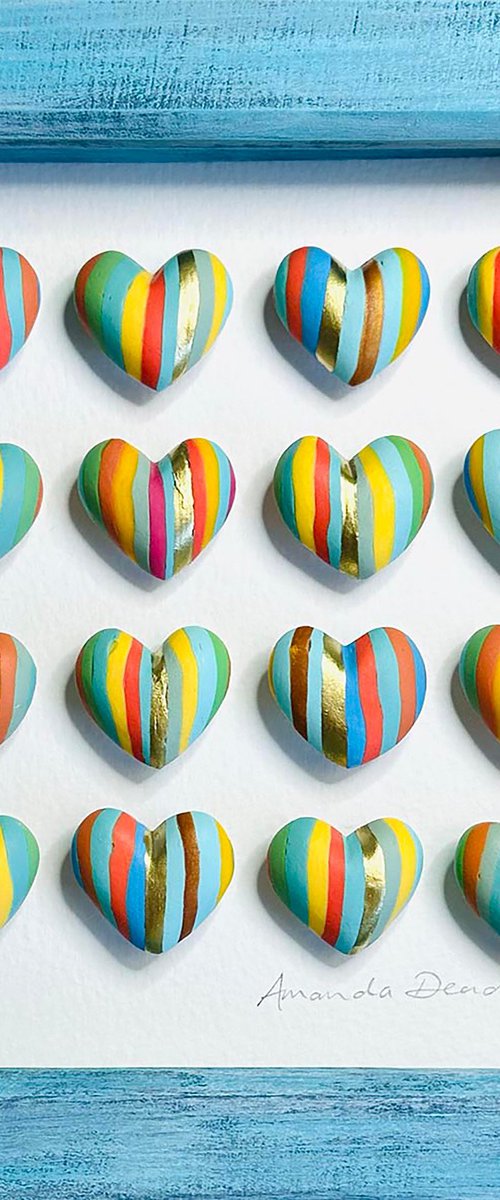 LOVE - Multi-coloured stripes with gold by Amanda Deadman