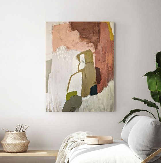 "Eclipse" Rust olive green abstract art