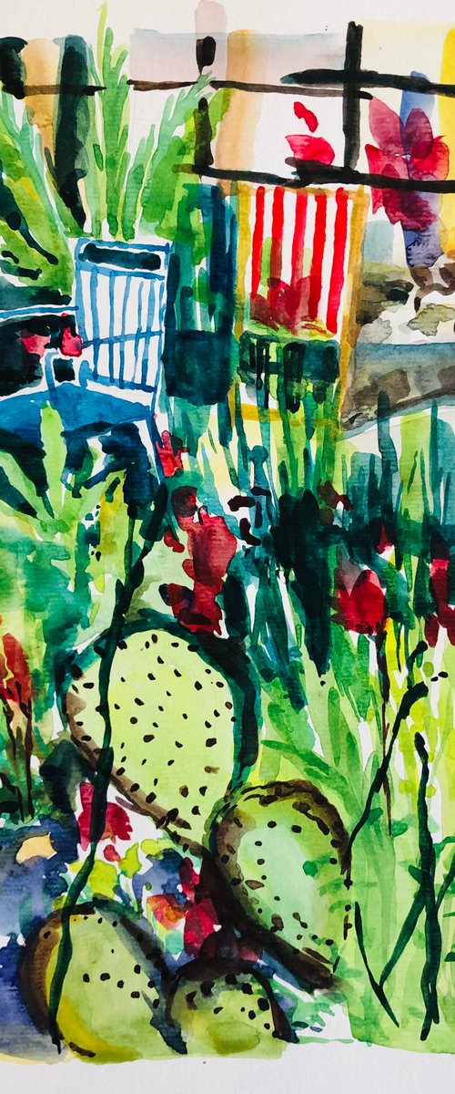 Deck Chairs amongst the Prickly Pears by Annie Meier
