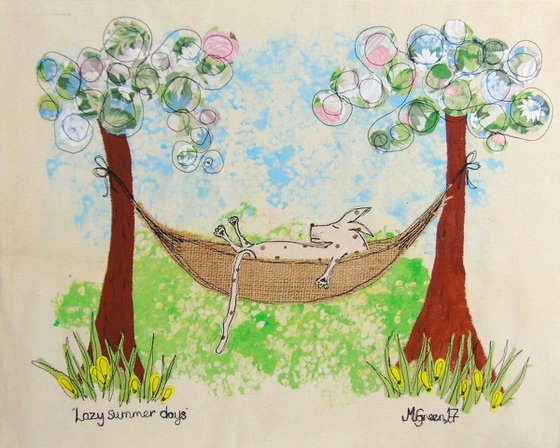 "Lazy summer days" - textile collage