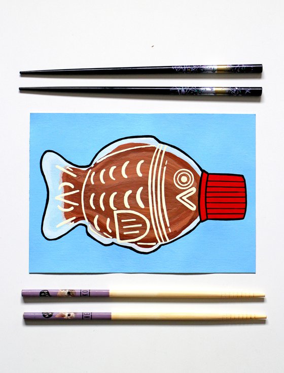 Soy Sauce Fish Painting on Unframed A5 Paper