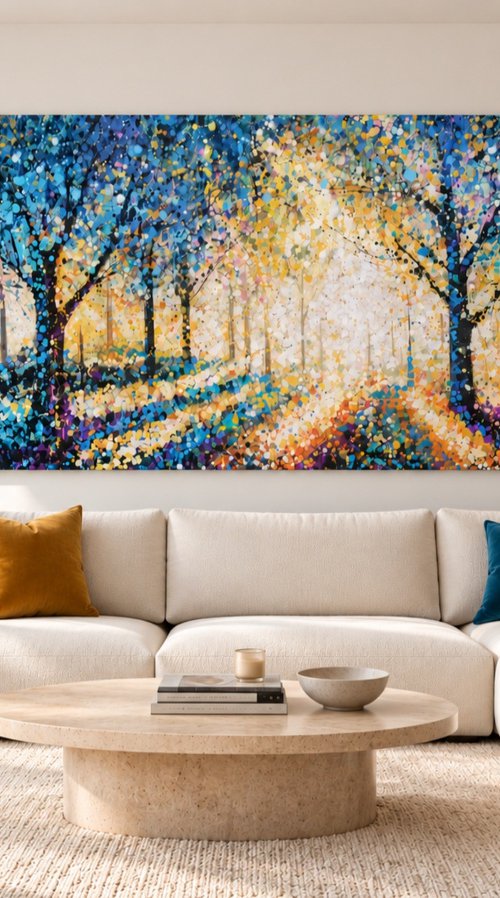 Where Beautiful Things Begin - Blue Landscape by Angie Wright
