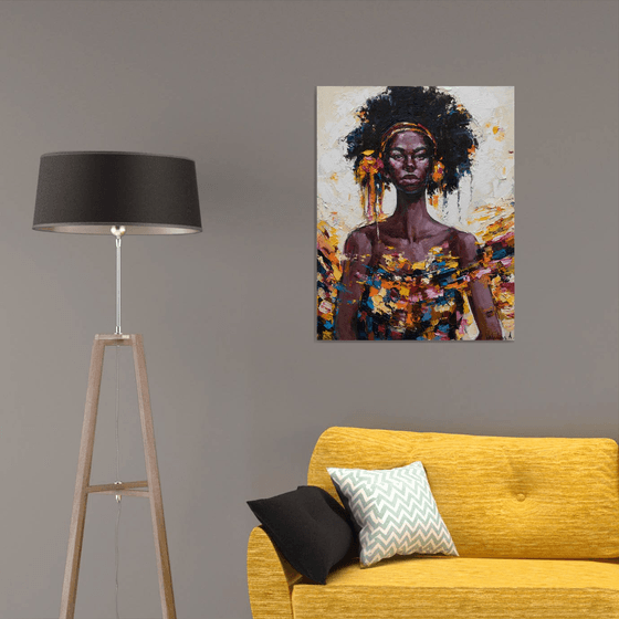 African Queen portrait painting  - Original oil painting