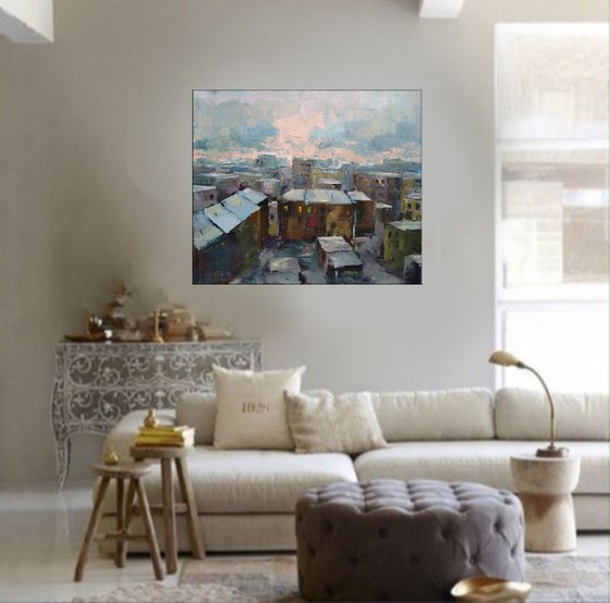 Cityscape(50x60cm, oil painting, ready to hang)