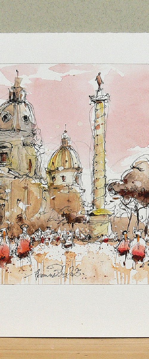 Rome Watercolor Art by Marin Victor